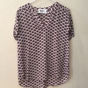 Alice blue- blue red and cream colored blouse